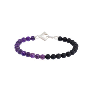 Pulseira Pentágono – Ágata Negra e Ametista