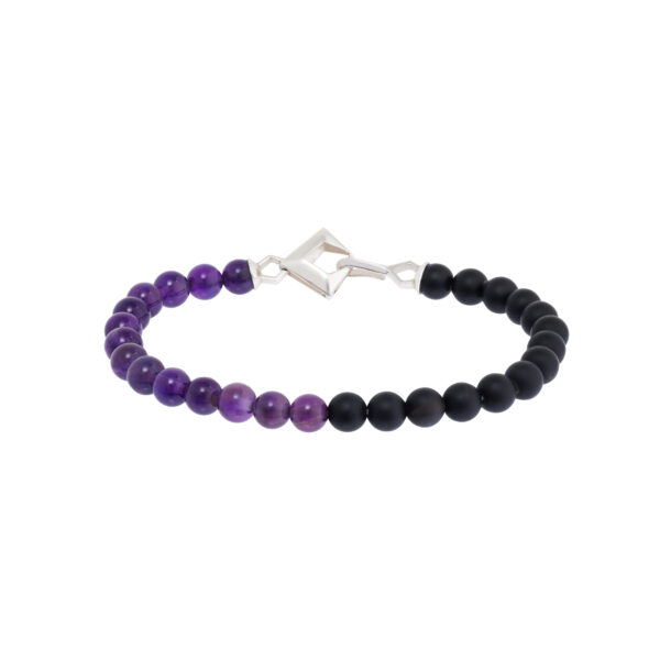 Pulseira Pentágono – Ágata Negra e Ametista