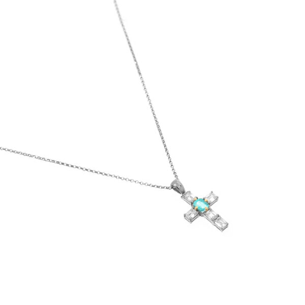 Colar Cruz – Turmalina Paraíba e Diamantes